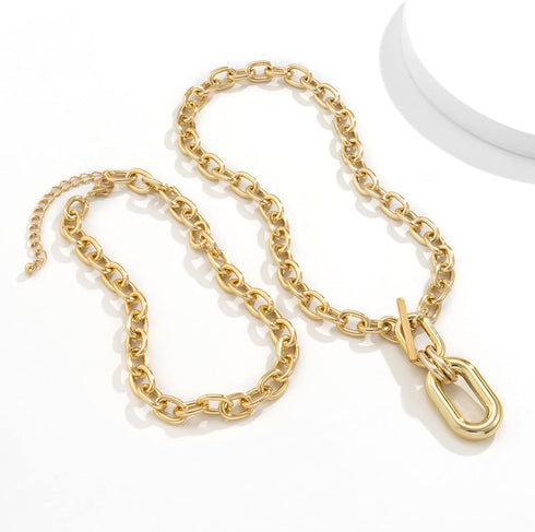 Chunky Gold Necklace Statement Necklaces for Women Layered Charm Necklace Dainty Gold Necklace Stack...