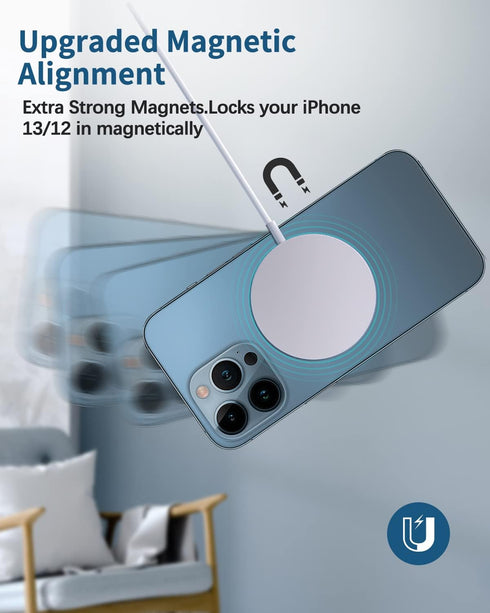Magnetic Wireless Charger Mag-Safe Charger for iPhone 15/14/13/12 Series Convertible Magnet Wireless Charging Stand/Pad with 20W Adapter 5ft Cable...