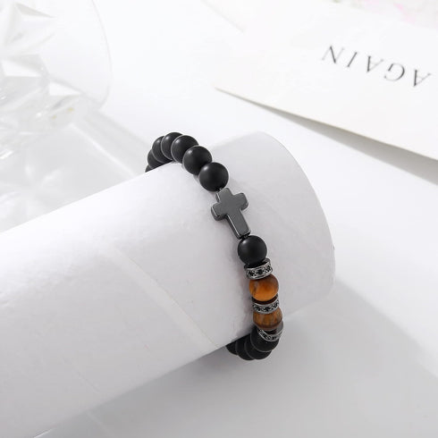 Cross Bracelet for Men Father Dad Husband Son Brother Boyfriend Father's Day Baptism Communion Birthday Graduation Anniversary Christmas Christian...