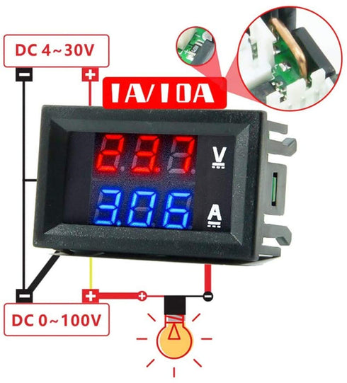 diymore 5PCS 0.28" Volt Amp Meter Digital Voltmeter Ammeter DC 100V 10A Waterproof Dual Display Current Voltage Meter Mini Ammeter Voltmeter 3 Bit...