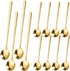 Gold Espresso Spoons, 4PCS 7.9 Inch Long Handle Spoons with 8PCS 5.3 Inch Mini Coffee Spoons, Stainless Steel Teaspoons Stirring Spoons for Coffee...