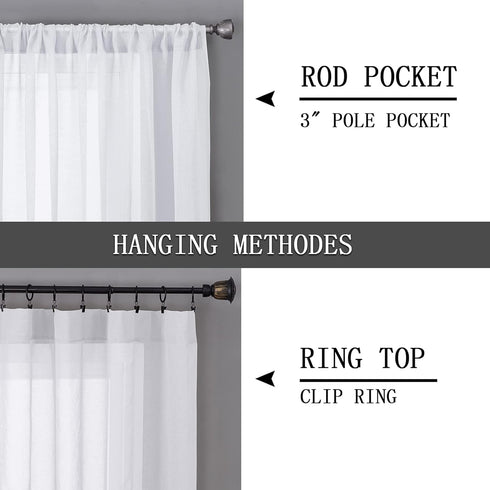 Tollpiz Sheer Tier Curtain Linen Textured Half Kitchen Curtains Sheer Light Filtering Rod Pocket Voile Small Curtains for Bathroom, 25 x 36 inches...