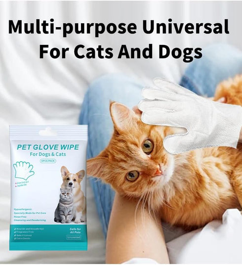 Pet Bathing Wipes for Dogs and Cats, Cleaning & Deodorizing Grooming Gloves, Nourishing Grooming Fur Glove Wipes for Daily Care and Traveling, 1 P...