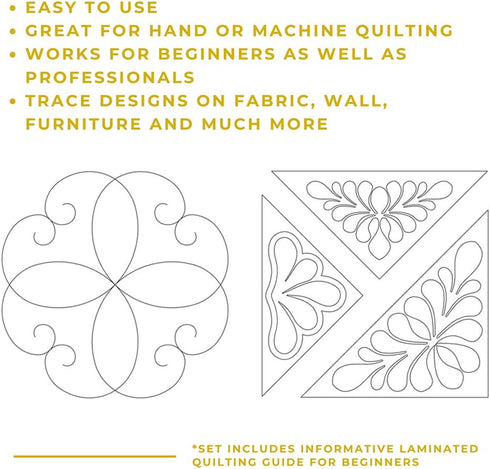 Quilting Creations Stencils for Machine and Hand Quilting | Set of 2 Reusable Motif and Triangular Design Plastic Quilt Stencil for Borders, Backg...