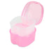 Dental Orthodontic Retainer Container Cleaning Case,Denture Bath Box Case Cup Holder, Mouthguard Storage Soaking Case - Pink...