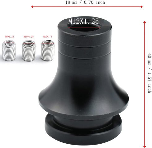 Gear Knobs Boot Retainer Shift Stick Connector M12 X 1.25 with 3 Pcs Thread Adapter M8X 1.25, M10X 1.5, M10X 1.25 (Black)...