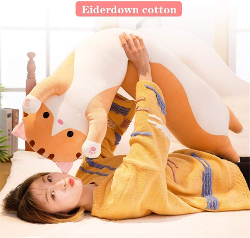 shangman Lovely Plush Cat Doll Cute Cartoon Soft Stuffed Kitten Long Throw Sleeping Pillow Toy Gift for Kids Girlfriend Multiple Size (Brown,50cm/...