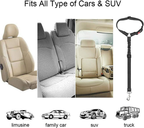 SlowTon Dog Seat Belt for Car, 2 Pack Dog Car Harness Seatbelt Adjustable with Elastic Bungee Buffer, 2 in 1 Pet Car Leash Headrest Restraint Dog ...