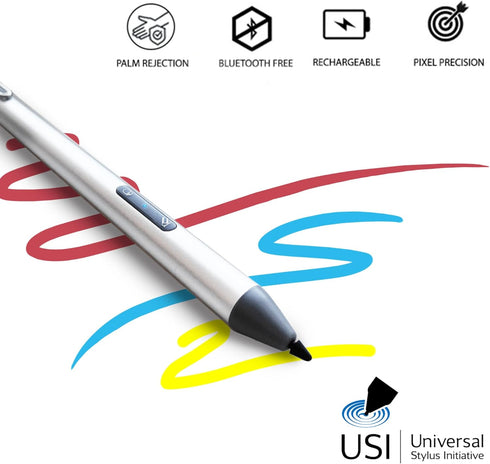 USI Stylus Pen for Chromebook 4096 Levels Pressure, Rechargeable Active Digital Pen Compatible with HP, ASUS Chromebook C436, Lenovo Chromebook, P...