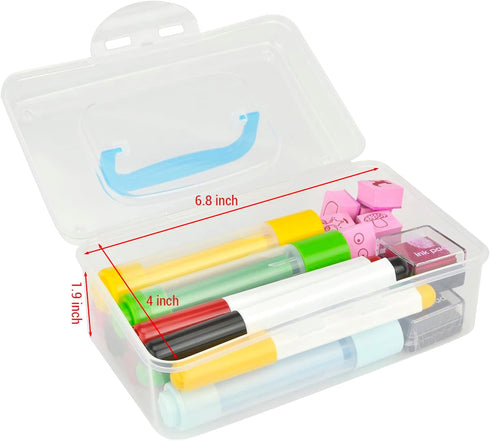 MyGift 7 Inch Multi Purpose Mini Clear Plastic Travel Storage Box, Portable Transparent Container Bin - Blue...