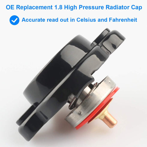 High Pressure Radiator Cap with Temperature Gauge, 1.8 Bar Radiator Cap 25.6psi Compatible with Honda, Kawasaki, Suzuki, Yamaha, Polaris Ranger, H...
