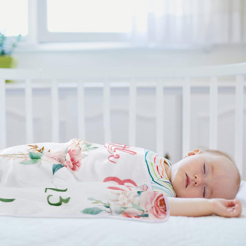 Mixweer Baby Monthly Milestone Blanket for Girl Boy 47" x 40'' Baby Cow Milestone Blankets Soft Fleece Photography Background Newborn Growth Chart...