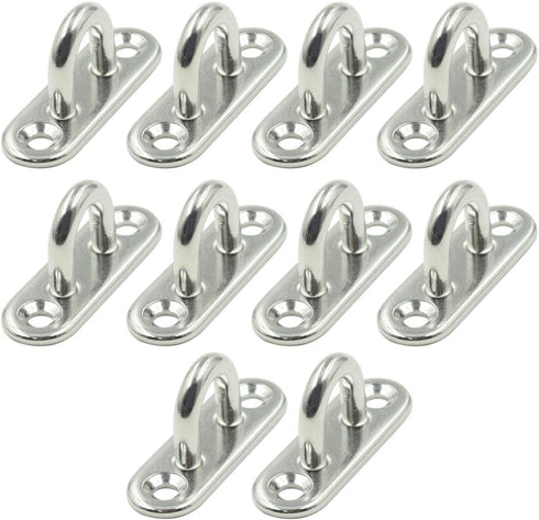 10Pcs M5 Eye Plate, Marine Oval Buckle Fixed Plate Seat Rope Pull Ring Oval Door Buckle 304 Stainless Steel 1.8 Inch Length...