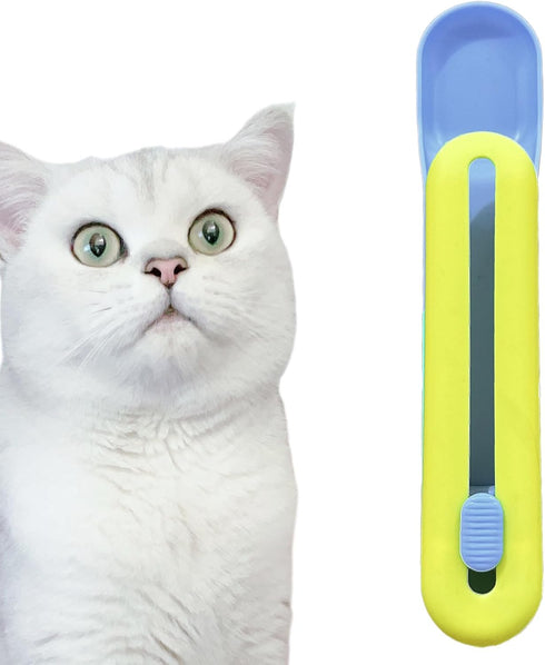 Cat Wet Treats Dispense Spoon?Treat Squeeze Spoon? Feeding & Watering Supplies Wet Cat Food Storage pet Food Spoon(Yellow and Blue)...