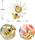 Gyn&Joy Golden Tone White Yellow Painted Enamel Bee Daisy Flower Collar Brooch Pin For Women...