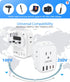 LENCENT US to UK Ireland Travel Plug Adapter, Grounded Type G Outlet Adaptor with 4 USB Charger(2 USB C), 4 Outlets Converter for USA to Dubai Sco...