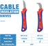 iCrimp Utility Knife for Cable Skinning, Wire Insulation Dismantling Knife, 2-Pack Insulated Electricians Cable Stripping Knives, Fixed Blade...