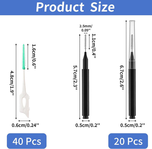 Interdental Brush, 60Pcs Soft Braces Brush Set, 20Pcs Tooth Flossing Head for Oral Hygiene Tooth Cleaning with 40pcs Disposable Braces Flossers To...