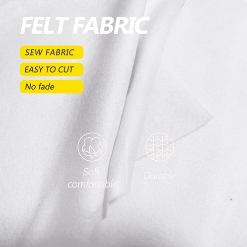 White Felt Fabric - 1.6mm Thickness 36" X 36" Square Flexible Craft Felt by The Yard Soft Durable Felt Sheets for DIY Sewing Cushion Art Craft Pro...