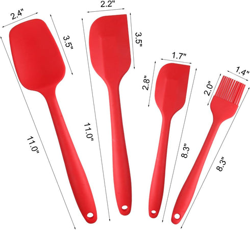 Rubber Spatula Silicone Spatulas Heat Resistant with Stainless Steel Core Spatulas for Cooking Baking Nonstick Kitchen Spatula Utensils Red Spatul...