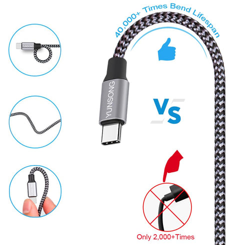 USB C Charger Cable, New Nylon Braided USB C to USB C Cable 3PACK 6FT Type C PD 60W Fast Charging for iPhone 15/15 Pro/15 Plus/15 Pro Max/iPad Pro...