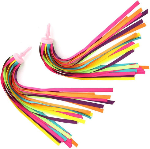 Pssopp 1 Pair Kid's Rainbow Bike Streamers Childrens Bike Streamers Grips Tassels Kids Bike Accessories(Multi Color)...