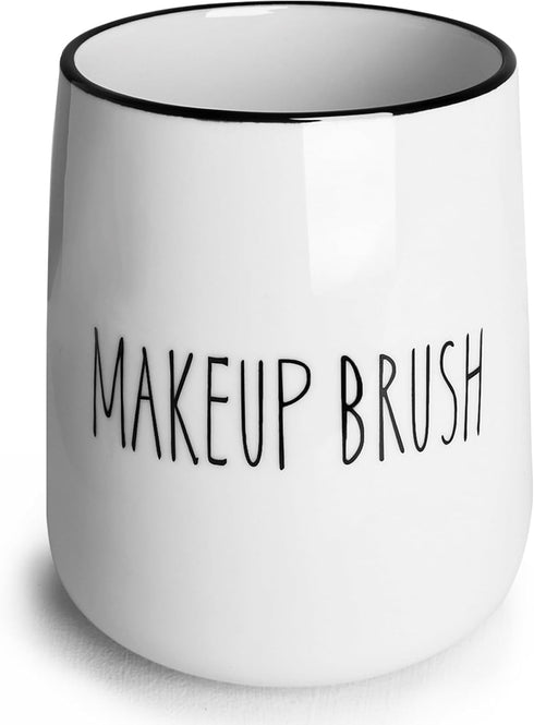 LEETOYI Ceramic Makeup Brush Holders for Bathroom Vanity and Countertop, Farmhouse Cosmetic Storage Organizer Cup, White...