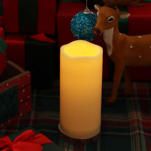 Outdoor Waterproof Candles Battery Operated 3'' x 7'' Flameless Pillar Candle with Timer Flickering Plastic Electric LED Lights for Wedding Party ...
