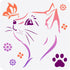 FINGERINSPIRE Cat Stencil 11.8x11.8inch Square Painting Stencil Cat Head Stencil Butterfly Template Cat Paw Stencil Washable Drawing Template for ...