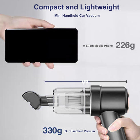 9000PA Handheld Vacuum Cordless, Portable Car Vacuum with LED Light, Mini Car Vacuum Cleaner, Black Hand Vacuum with Low Noise for Car, Home, Offi...
