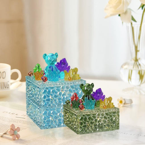 FineInno Square Storage Box Resin Casting Molds with Lid Water Ripple Stackable Box Silicone Molds Jewelry Case Epoxy Mold DIY Trinkets Organizer ...
