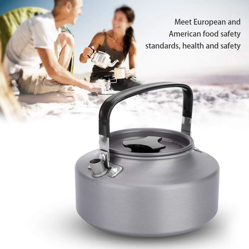 SH-RuiDu 1.1L Portable AluminumTeapot Coffee Tea Pot Kettle for Camping Hiking Kitchen Black Handle...