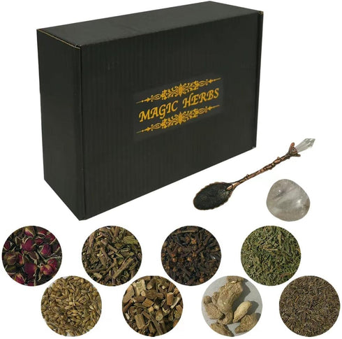 Witchcraft Supplies Kit 30Packs - Herbs for Spells -,Beginner Witch Kit Box with Antique Spoon Witch Starter Kit Ideal Pagan Altar Decor, Witchy G...