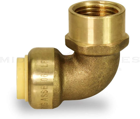 Everflow Supplies Pushlock UPF1 1 Inch Long Push x Female Elbow for Push-Fit Fittings, No Lead DZR Forged Brass, Connects PEX, CPVC, and Copper, P...