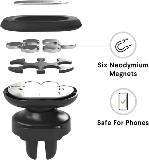 Kenu Airframe Magnetic Phone Car Mount for Air Vent - Portable Mobile Holder - 360 Degree Rotation - 6 Powerful Magnets with 1 Reusable Steel Plat...