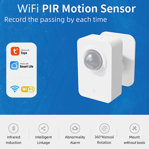 Wifi Smart Motion Sensor: Indoor PIR Motion Detector, Free App Alert, Tuya App Remote Monitor, USB & Battery Dual Power Supply, Infrared Wireless ...
