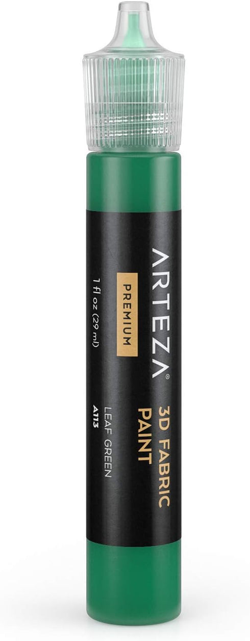 Arteza 3D Fabric Paint, Leaf Green A113, 1oz Tube, Washer & Dryer Safe Textile Paint for Clothing, Accessories, Ceramic, Glass & DIY Projects...