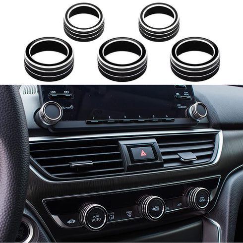 5pcs Aluminum Car Centre Console AC Air Conditioning Knob Sound Volume Knob Cover Trim for 10th Honda Accord Sedan Sport EX EX-L LX 2018 2019 2020...