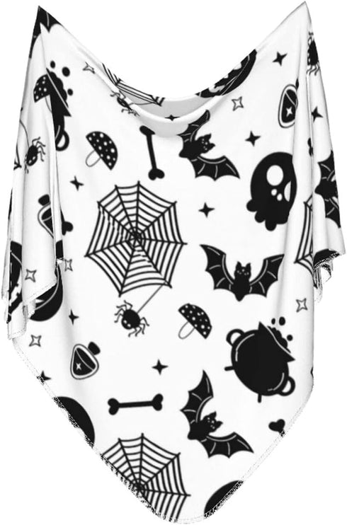 Christmas Halloween Bat Goth Pumpkin Skull Newborn Baby Swaddle Blanket Christmas Muslin Wrap Receiving Blankets Soft Large Swaddle Receiving Gift...