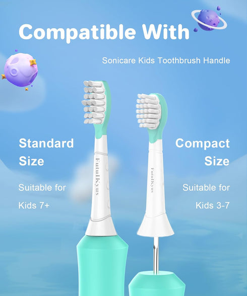 FutulkyUS Kids Replacement Brush Heads for Philips Sonicare: Electric Soft Toothbrush Head Compitable with 4100, Standard Head for Boy Girl Over 7...