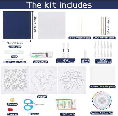 WEBEEDY Sashiko Kit DIY, 2 Sets Sashiko Wall Hanging Decor Traditional Japanese Embroidery Kit with Complete Sewing Accessories......