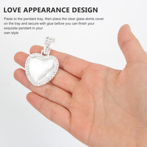GLEAVI Heart Bezels 12 Set of Rhinestone Trays Pendant Sublimation Pendant Trays Heart Shape Double Sided Rhinestone Bezel Trays for Making Heart ...