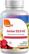 Zahler - Junior Vitamin D3 + K2 Chewable Tablets for Kids| Vitamin D for Kids 2000 IU | Delicious Vitamin D K2 Chews to Support Healthy Bones & Te...
