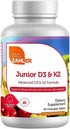 Zahler - Junior Vitamin D3 + K2 Chewable Tablets for Kids| Vitamin D for Kids 2000 IU | Delicious Vitamin D K2 Chews to Support Healthy Bones & Te...