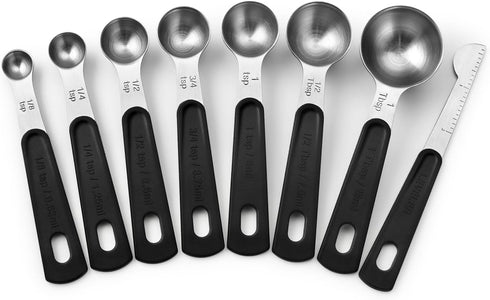 Spring Chef Stainless Steel Magnetic Measuring Spoons Set of 8 with Leveler, Round Metal Teaspoon & Tablespoon Measuring Spoons - Kitchen Gadgets ...