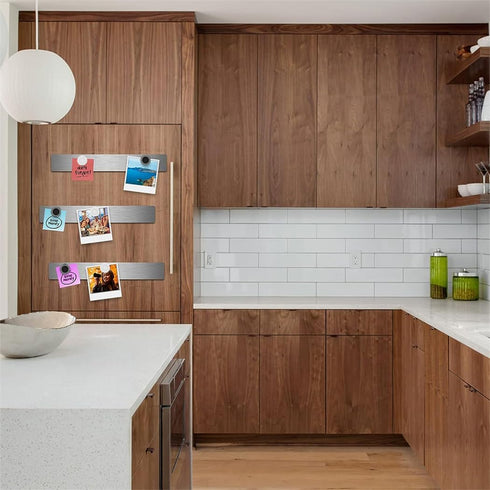 Magnet Bulletin Board 6 Pcs Metal Magnet Boards Frameless Magnetic Stainless Iron Board Strip Display Board with 20 pcs Magnet Memo Strip for Offi...