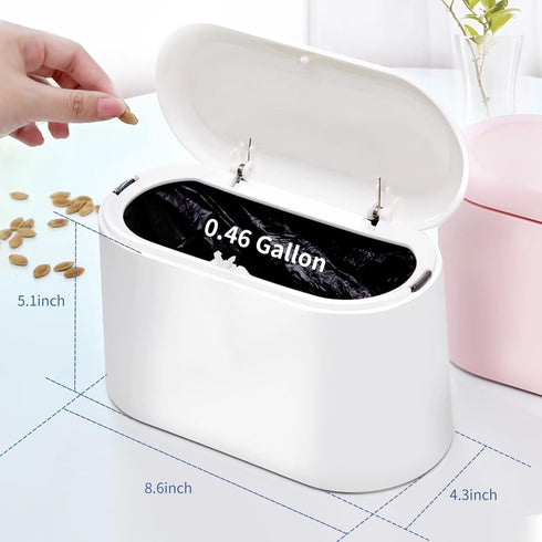 Mini Trash Can with Lid - Removable Small Garbage Can, Tiny Plastic Trash Bin, Pop Up Countertop Wastebasket, Counter Garbage Lint Bin for Bathroo...