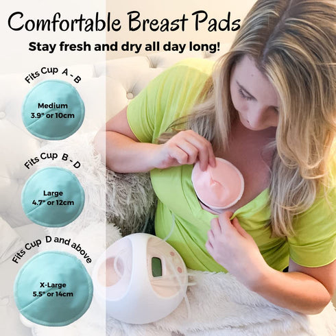Bamboo Viscose Nursing Pads - 14 Washable Pads with Wash and Storage Bags - Breastfeeding Nipple Pads for Maternity - Reusable Breast Pads for Bre...