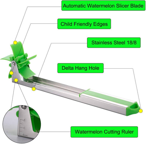 Watermelon Windmill Cutter Slicer, YIDADA Stainless Steel Shape Fruit Tools Quickly Cut Tool Kitchen Gadgets with Melon Scoop...