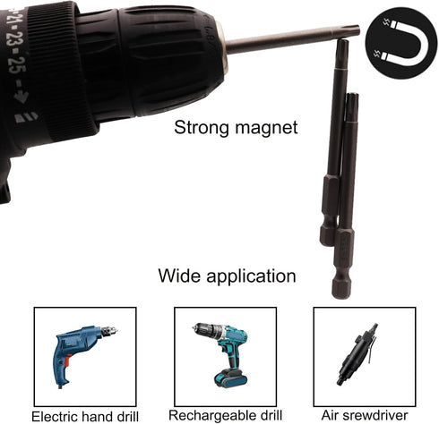 10Pcs Magnetic Torx Head Screw Driver Bits 75mm/3inch Long 1/4inch Hex Shank Security Tamper Proof Magnetic Torx Bit (T15)...